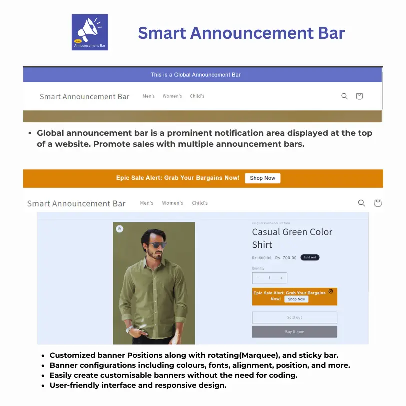 Announcement bar app