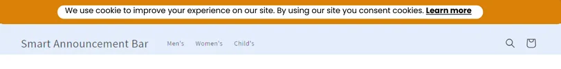  Consent Cookie announcement bar
